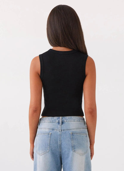Chic Ribbed Button-Up TankTM